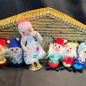 Charming Holiday Elf and Doll Ornament Set